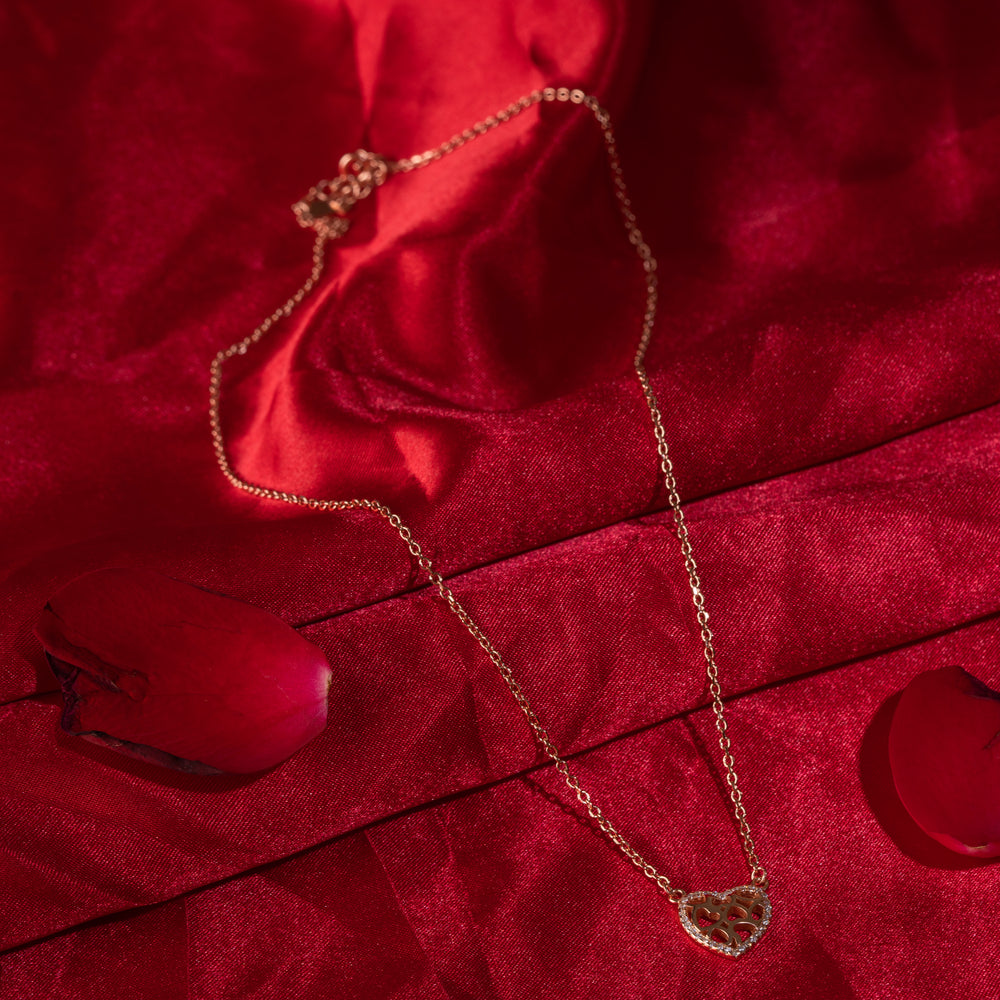 rose gold heart cz stone pendant