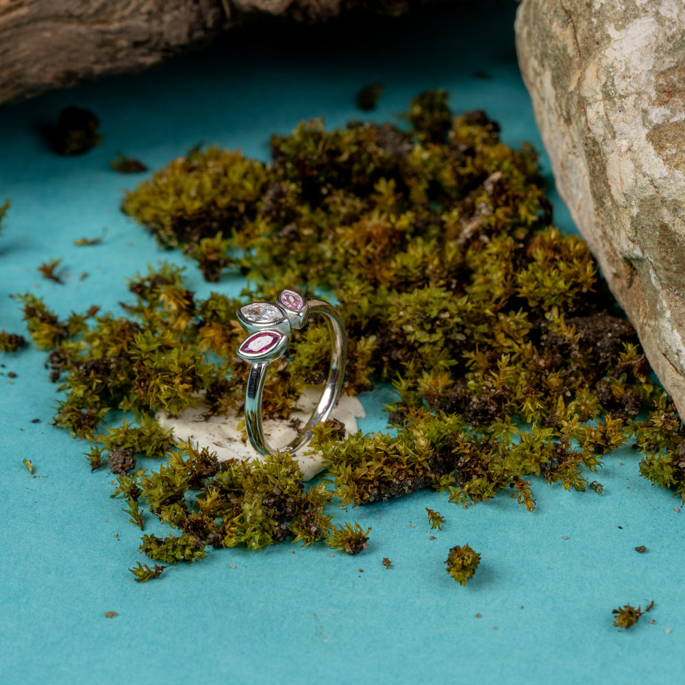 Marquise-Cut Pink & Clear Gem Ring