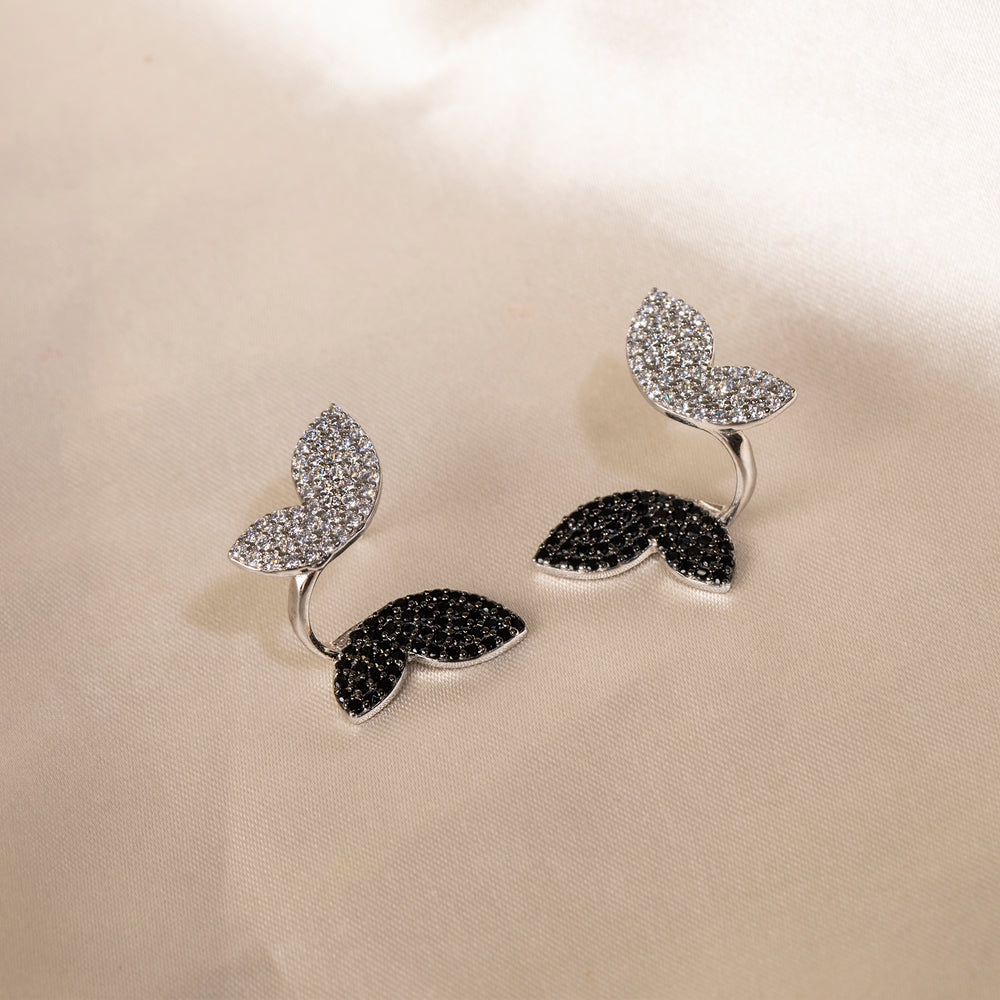 Black and White Butterfly Earrings