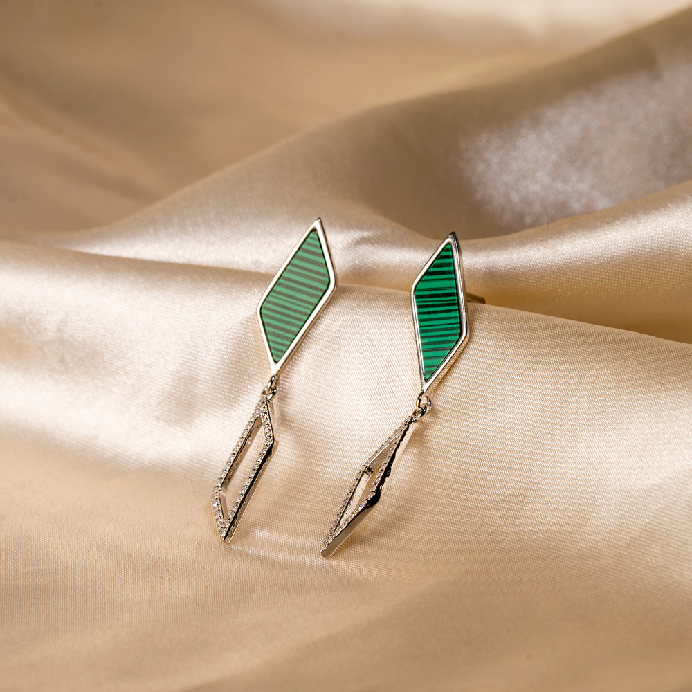 Green Gem Drops Earrings