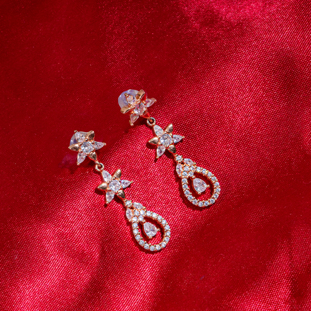 Teardrop Earrings with Flower Detail