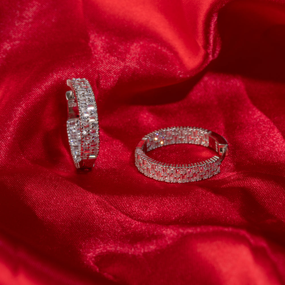 Baguette Cut Hoop Earrings