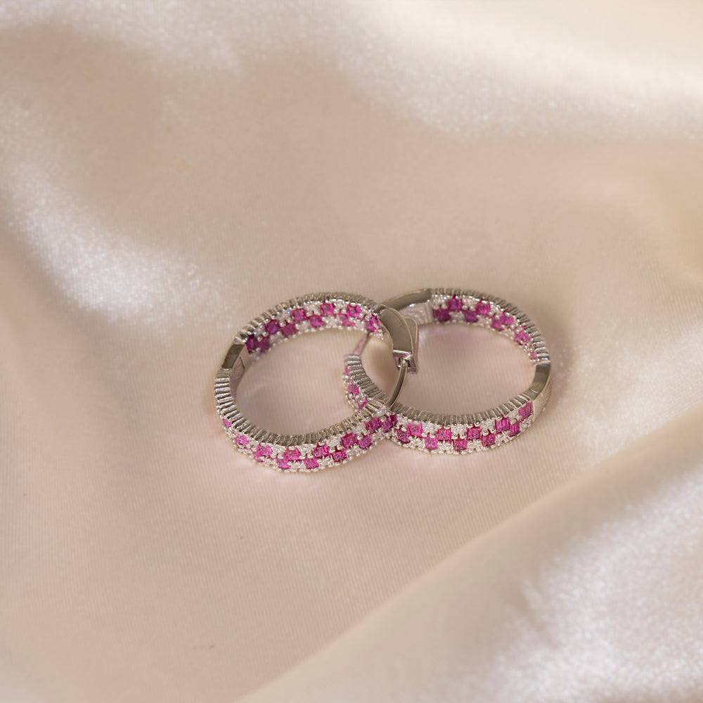 Ruby and Diamond Hoops Earrings