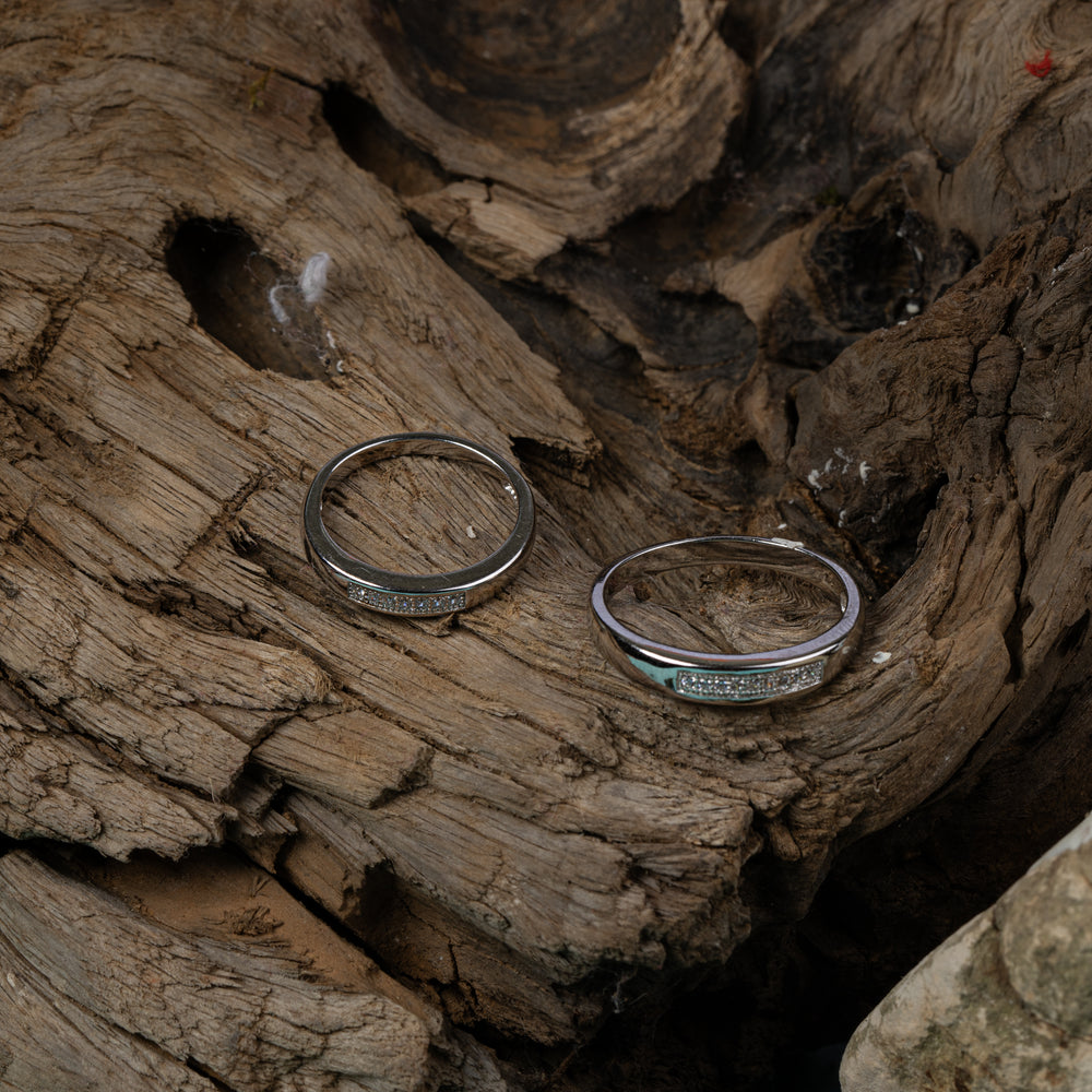 Eternity Pave Sterling Silver Couple Ring