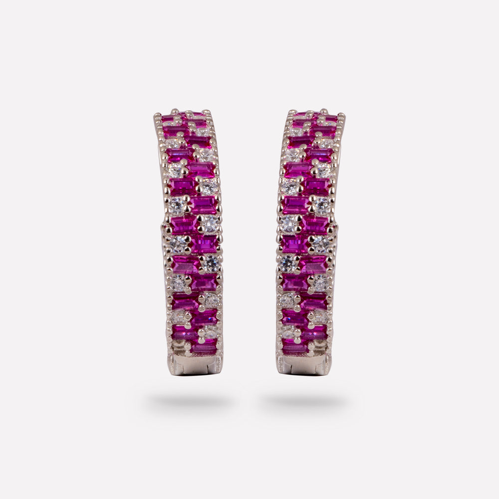 Ruby and Diamond Hoops Earrings