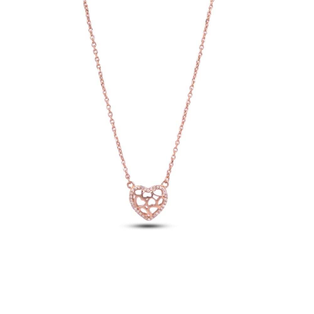 rose gold heart cz stone pendant