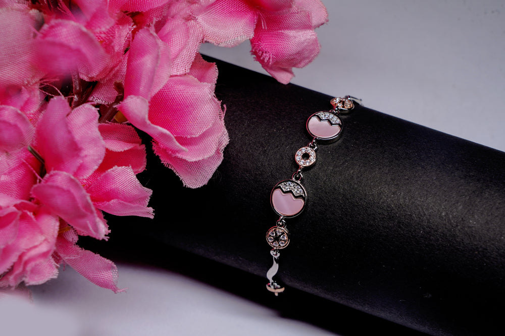 Rose Gold Silver Unique MOP Design Bracelet