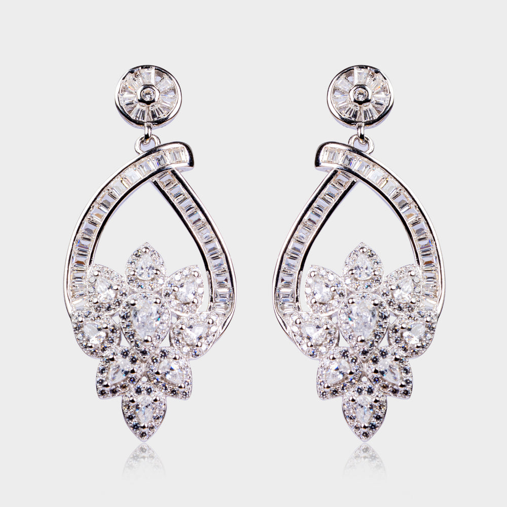 Gleaming Floral Drop Earrings