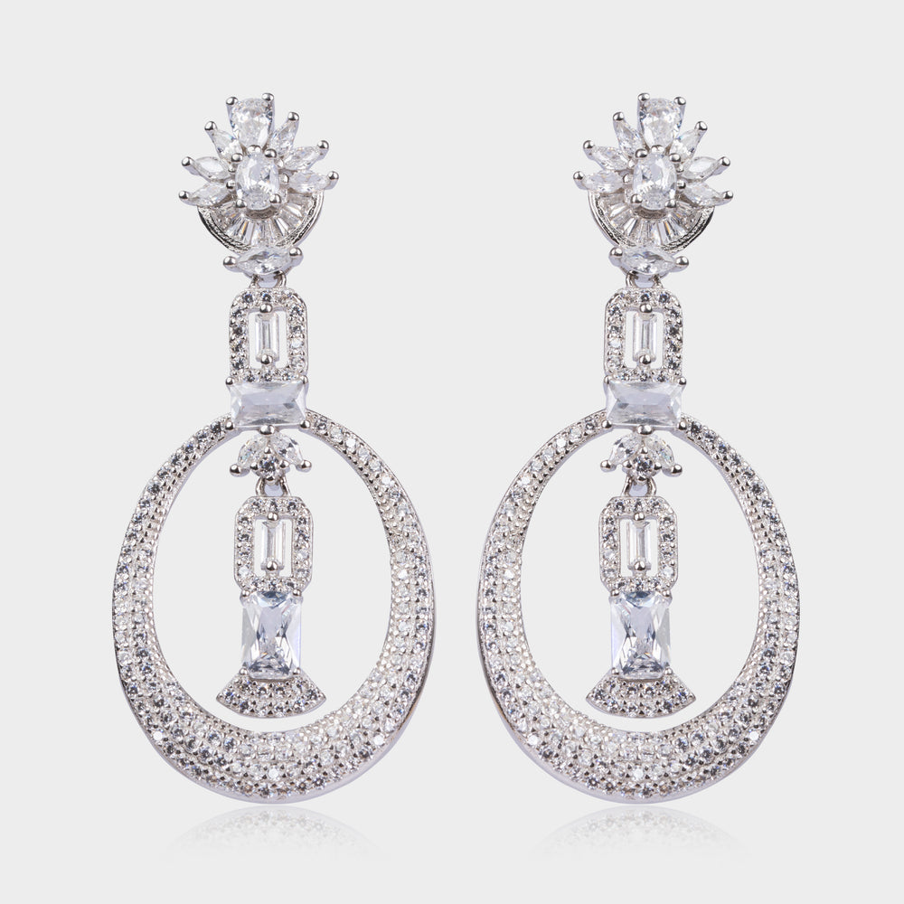 Elegant Sparkle 925 Chandeliers Earrings