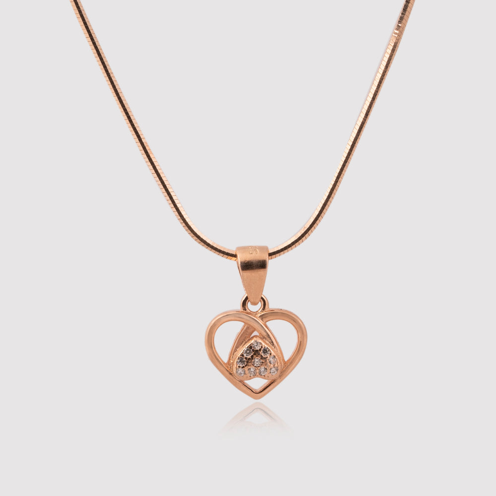 Sparkling Rose Gold Heart Pendant
