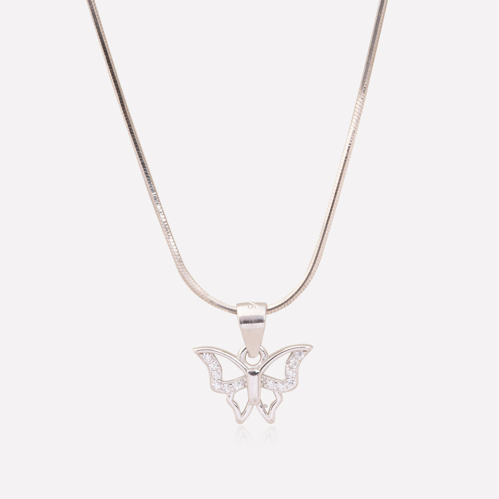 Crystal-Studded Butterfly Pendant