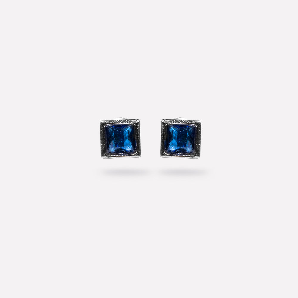 Square Sapphire Stud