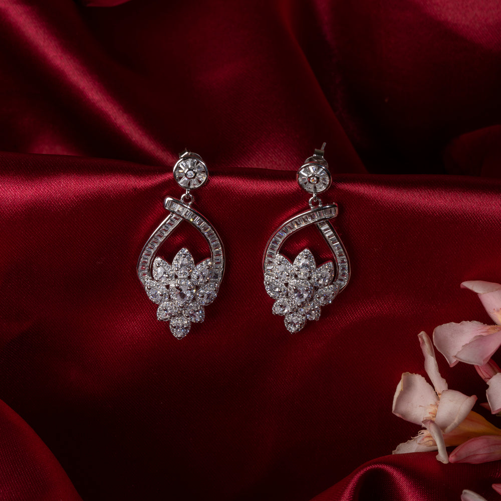 Gleaming Floral Drop Earrings