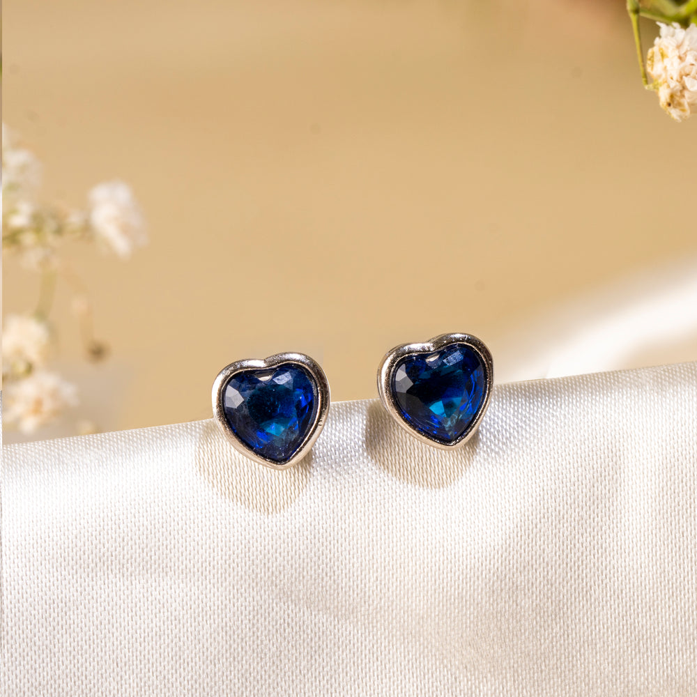 Blue Stone Ocean Heart Studs
