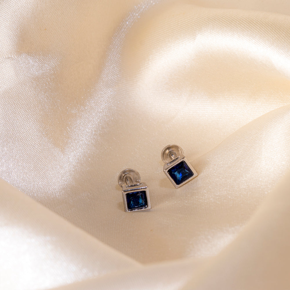 Square Sapphire Stud