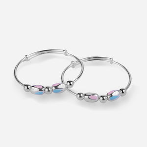 Pink Blue Balls Adjustable Silver Baby Kada Pink Blue Balls Adjustable Silver Baby Kada