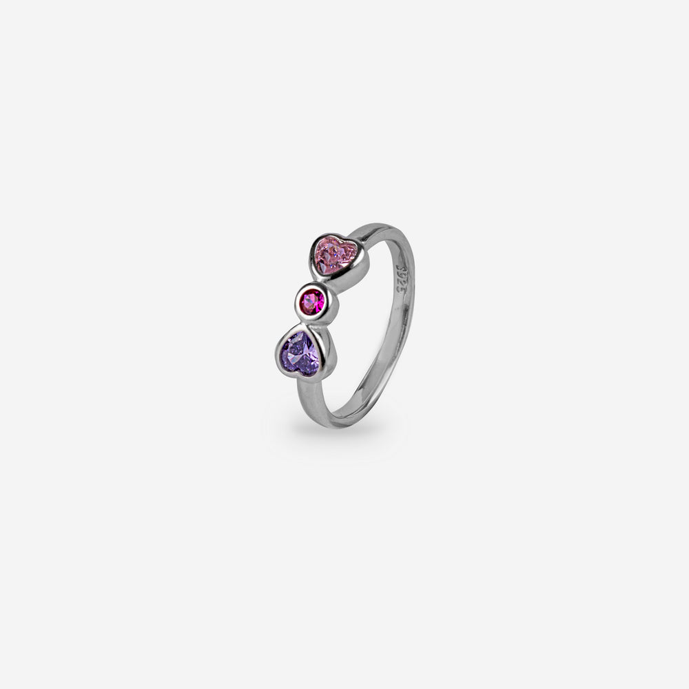 Heart & Round Gemstones Ring