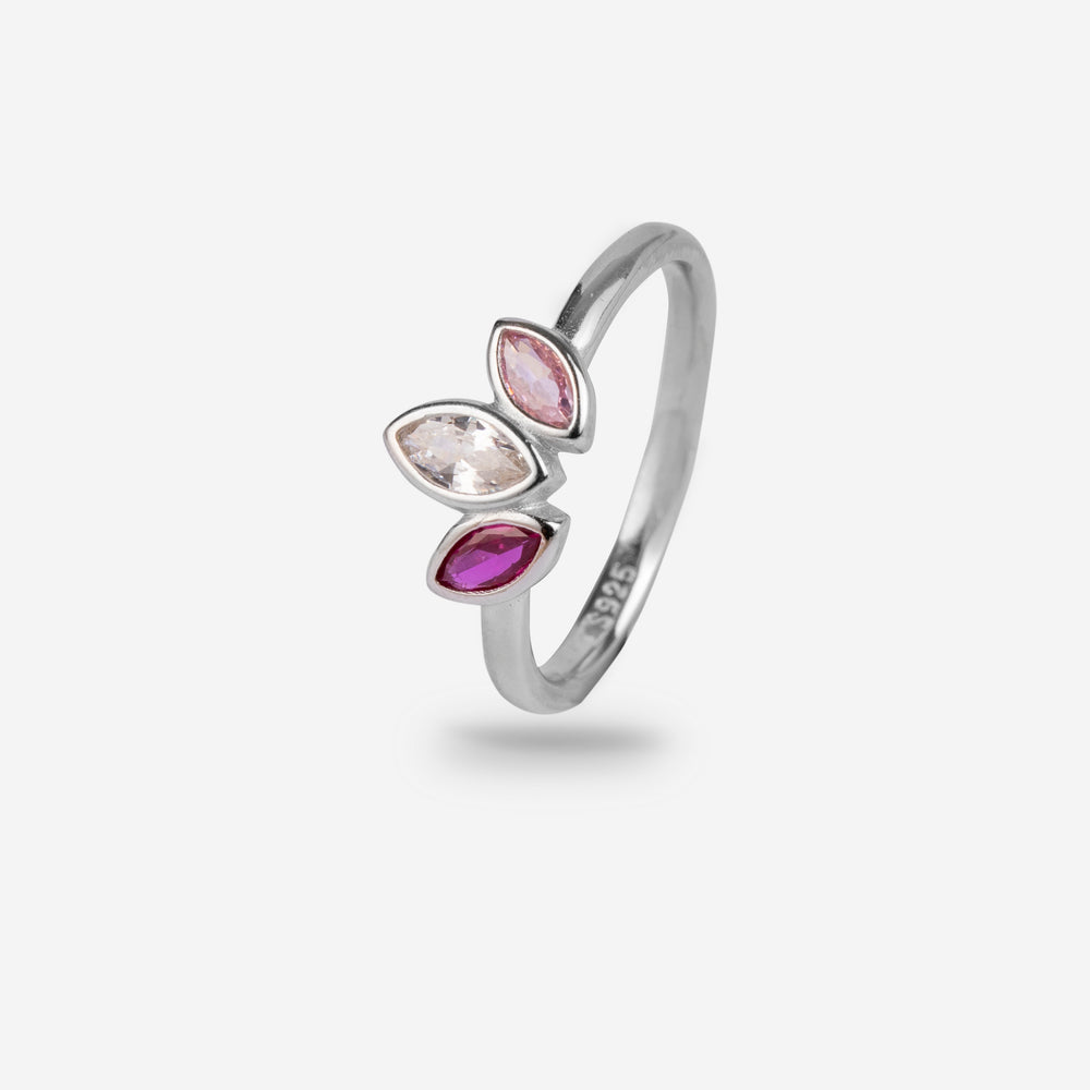 Marquise-Cut Pink & Clear Gem Ring