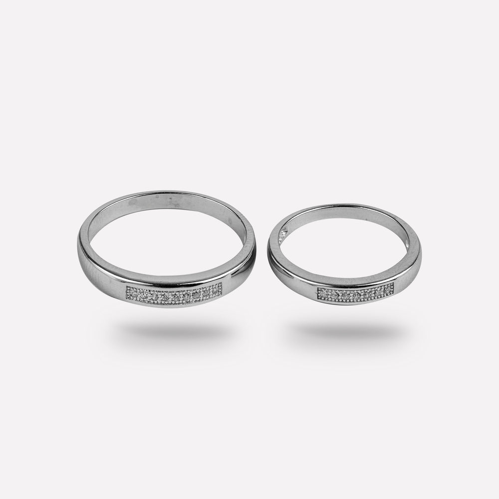 Eternity Pave Sterling Silver Couple Ring