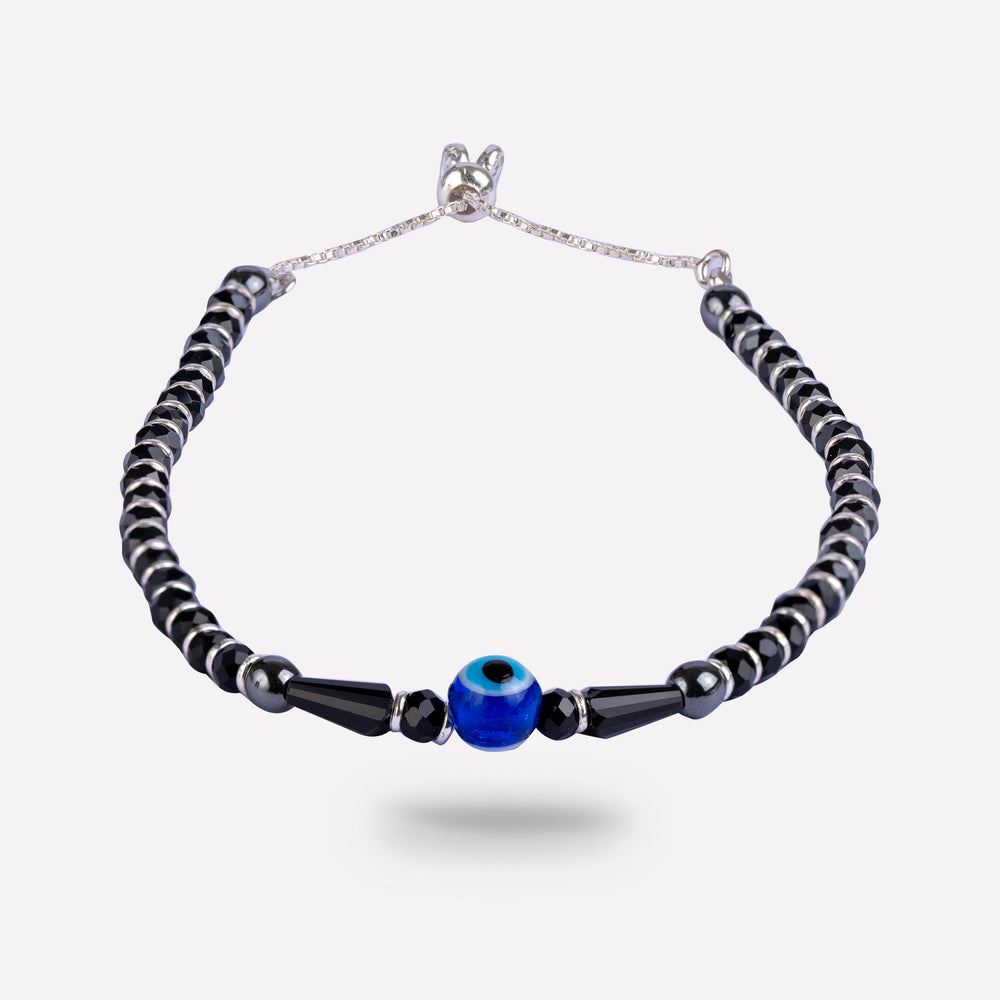 Evil eye black bead bracelet