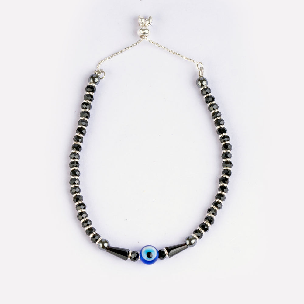 Evil eye black bead bracelet