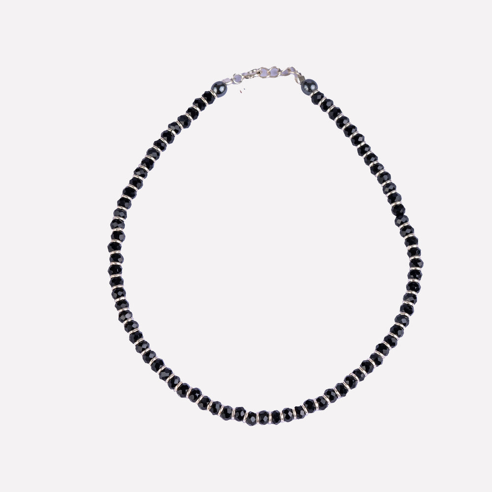 Sleek Black Bead Anklet