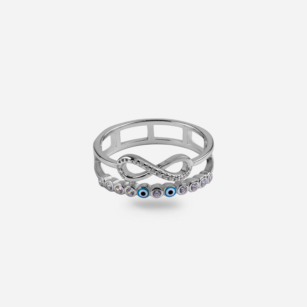 Infinity Charm sterling Silver Evil Eye Ring