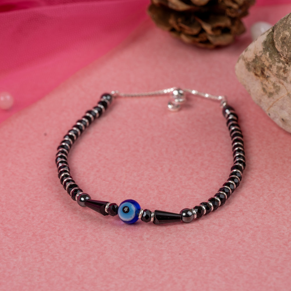 Watchful Charm Baby Black Beads Bracelet