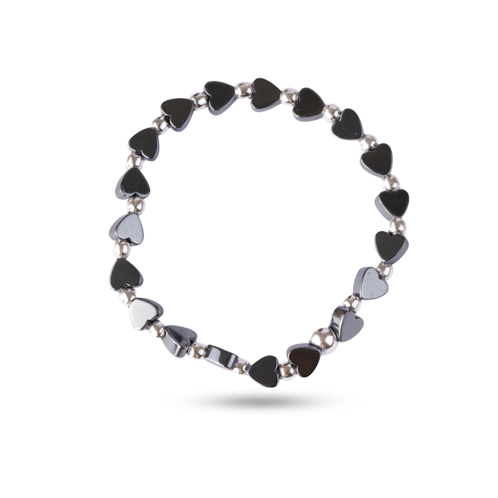 Little Heartbeat Black Beads Bracelet - Pair