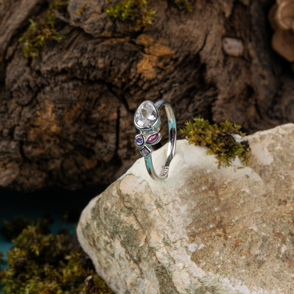 Teardrop and Multi-Gemstone Ring