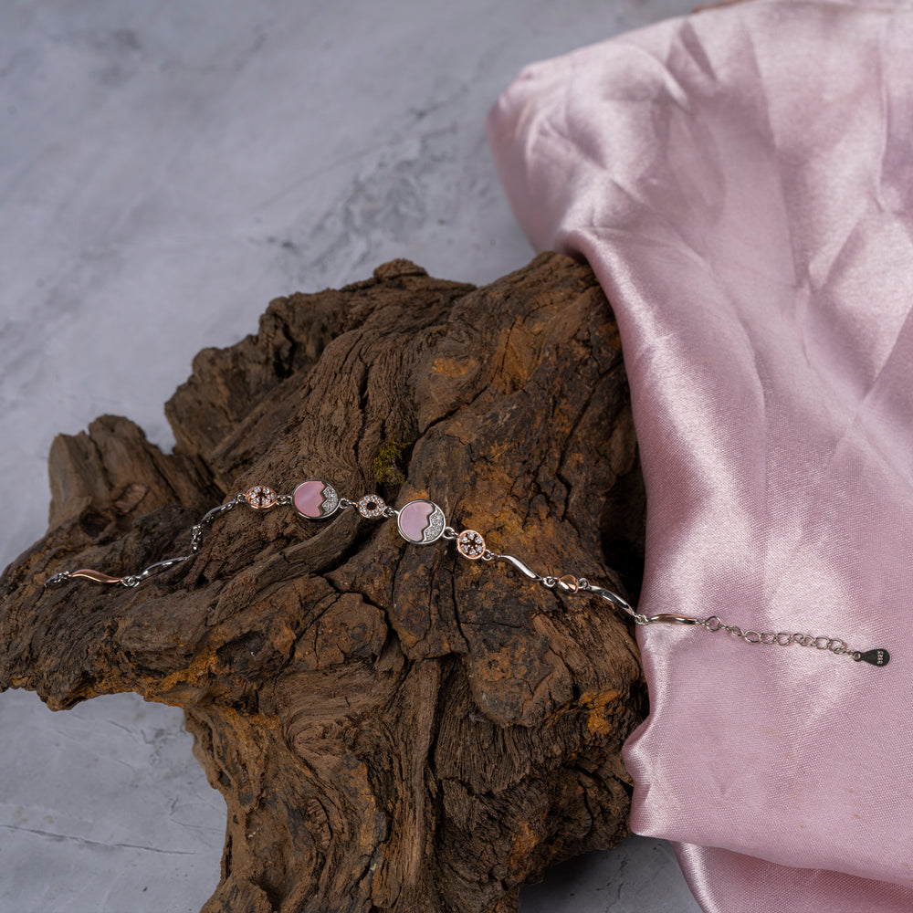 Rose Gold Silver Unique MOP Design Bracelet
